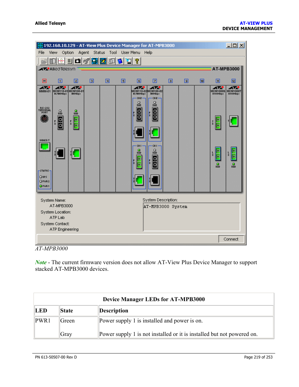 Allied Telesis AT-VIEW PLUS 2.4 DEVICE MANAGEMENT User Manual | Page 219 / 253
