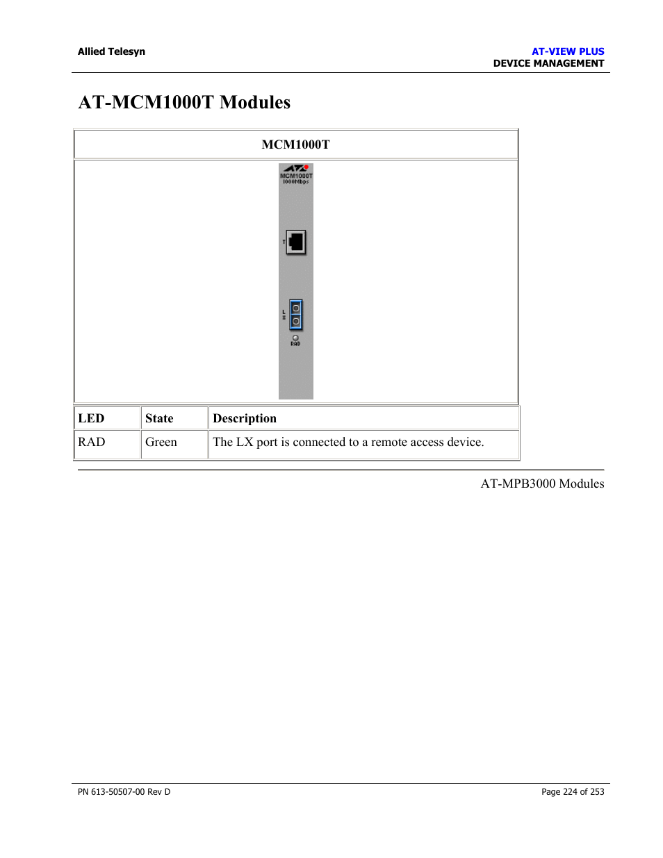 At-mcm1000t modules | Allied Telesis AT-VIEW PLUS 2.4 DEVICE MANAGEMENT User Manual | Page 224 / 253