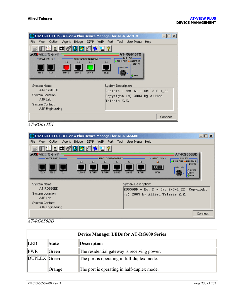Allied Telesis AT-VIEW PLUS 2.4 DEVICE MANAGEMENT User Manual | Page 238 / 253