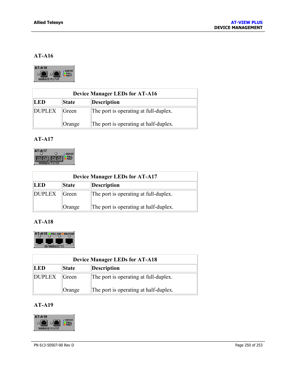 Allied Telesis AT-VIEW PLUS 2.4 DEVICE MANAGEMENT User Manual | Page 250 / 253