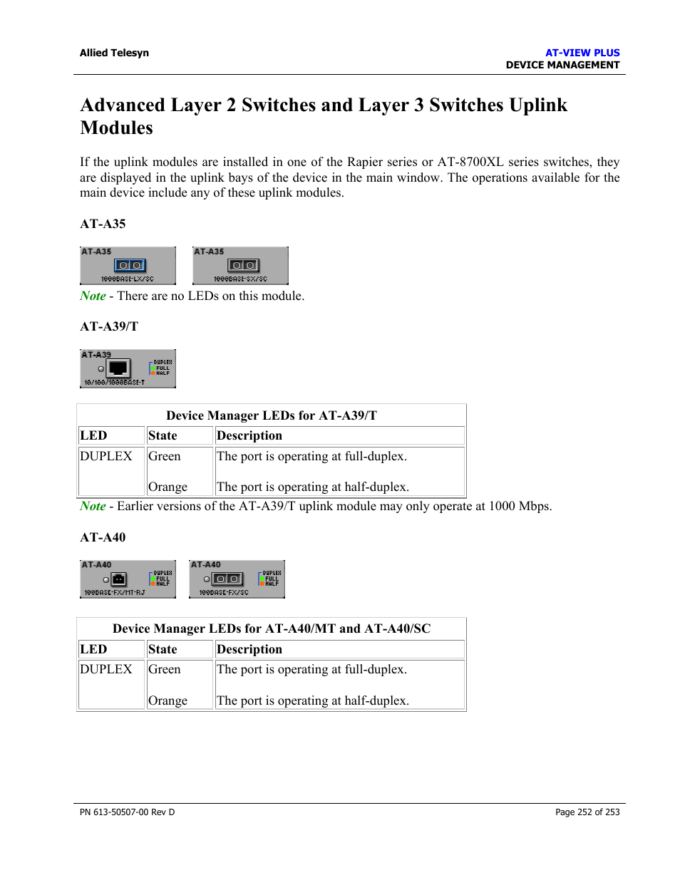 Allied Telesis AT-VIEW PLUS 2.4 DEVICE MANAGEMENT User Manual | Page 252 / 253