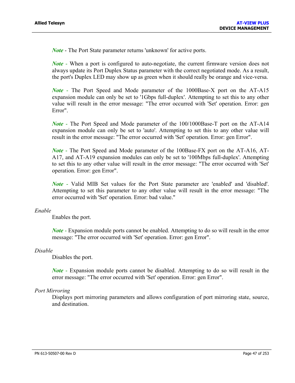 Allied Telesis AT-VIEW PLUS 2.4 DEVICE MANAGEMENT User Manual | Page 47 / 253