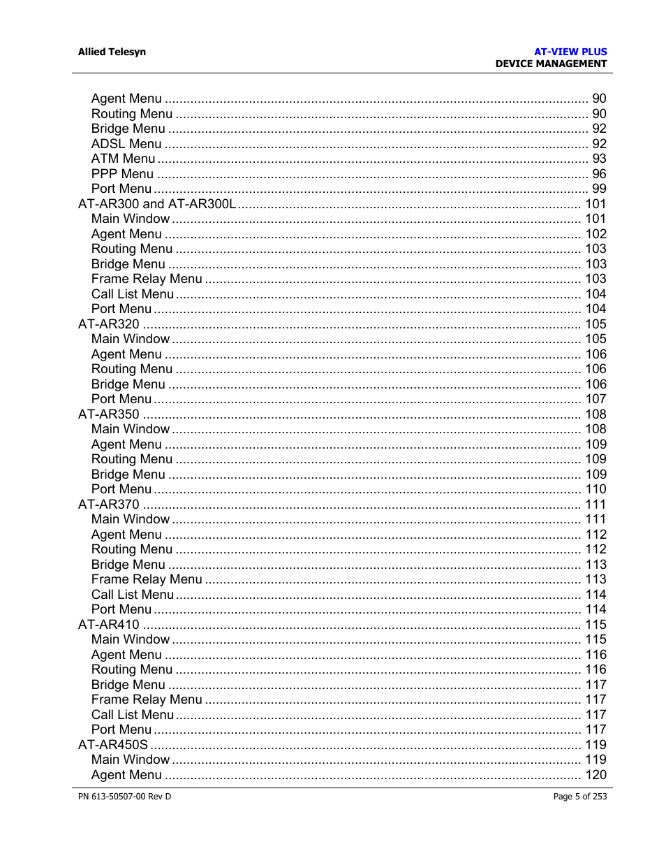 Allied Telesis AT-VIEW PLUS 2.4 DEVICE MANAGEMENT User Manual | Page 5 / 253