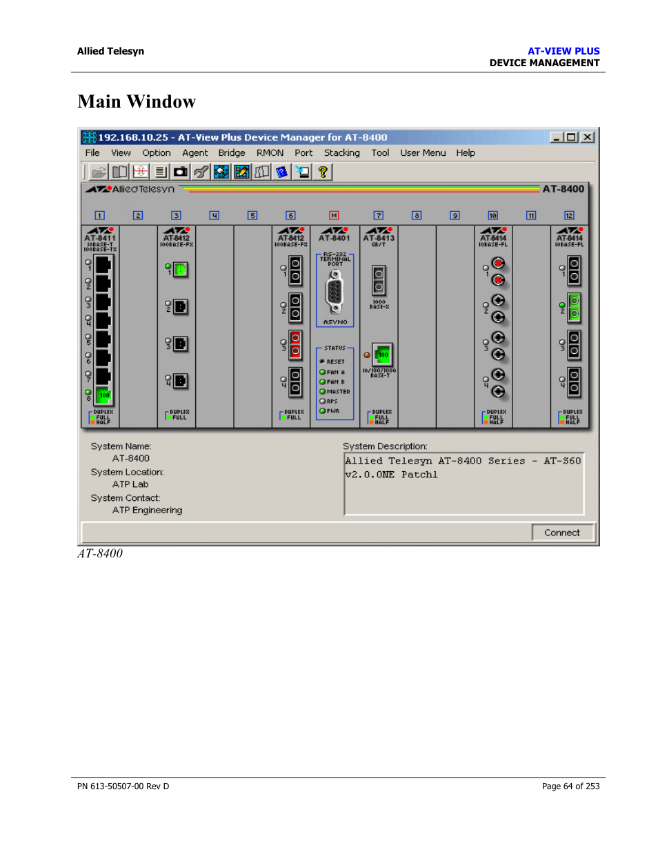 Main window | Allied Telesis AT-VIEW PLUS 2.4 DEVICE MANAGEMENT User Manual | Page 64 / 253