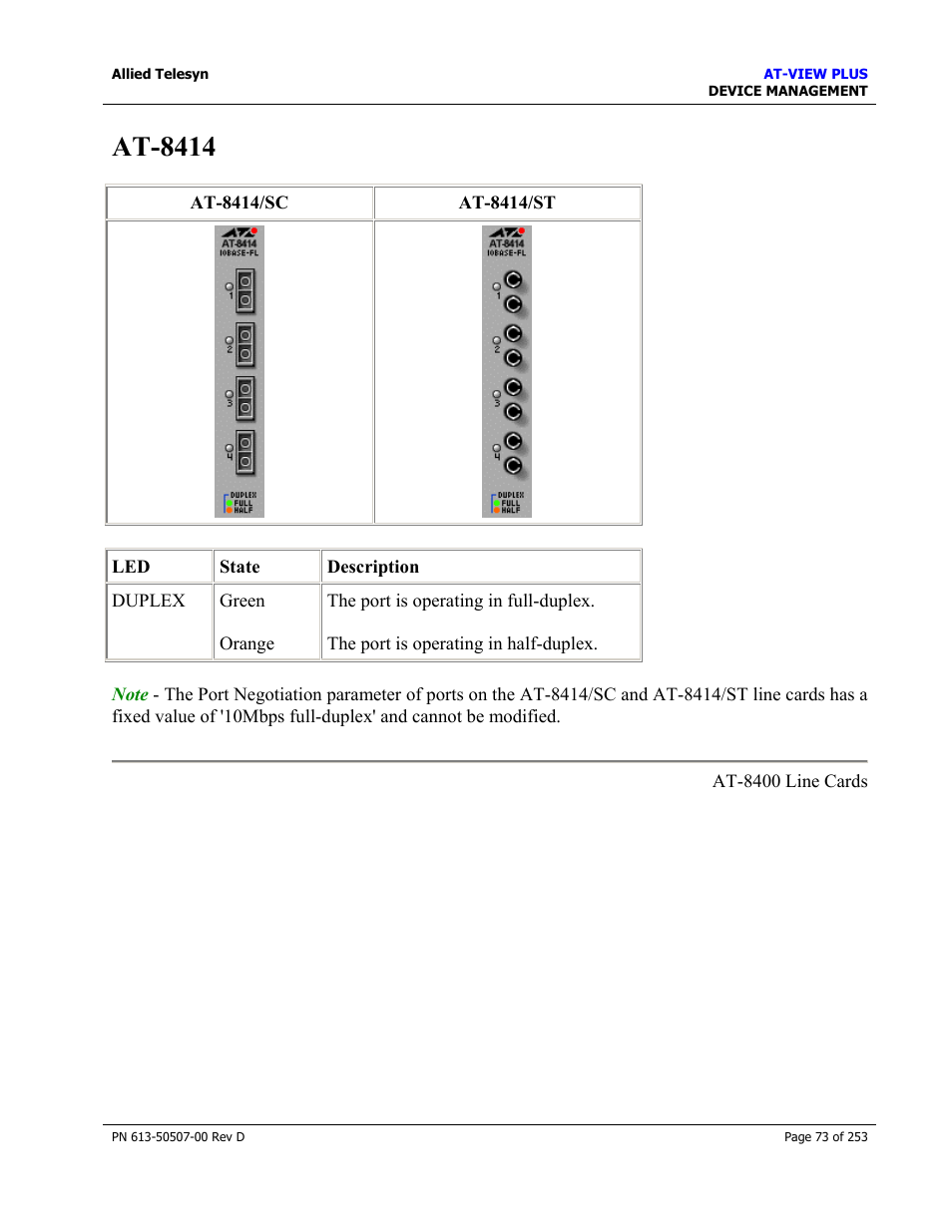 At-8414 | Allied Telesis AT-VIEW PLUS 2.4 DEVICE MANAGEMENT User Manual | Page 73 / 253