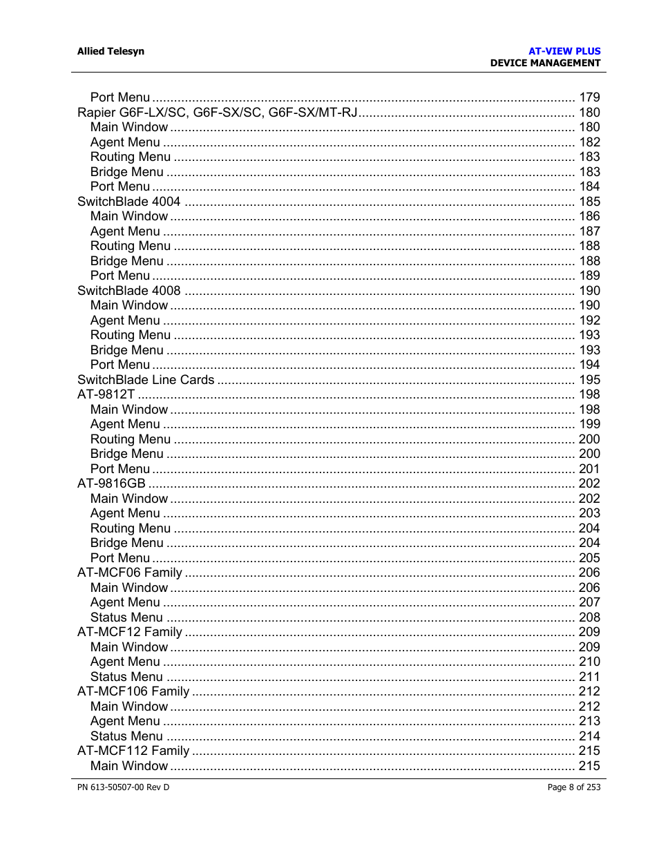 Allied Telesis AT-VIEW PLUS 2.4 DEVICE MANAGEMENT User Manual | Page 8 / 253