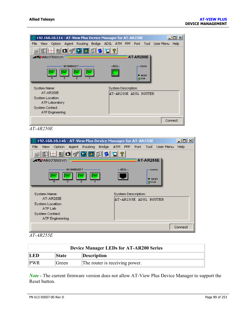 Allied Telesis AT-VIEW PLUS 2.4 DEVICE MANAGEMENT User Manual | Page 89 / 253