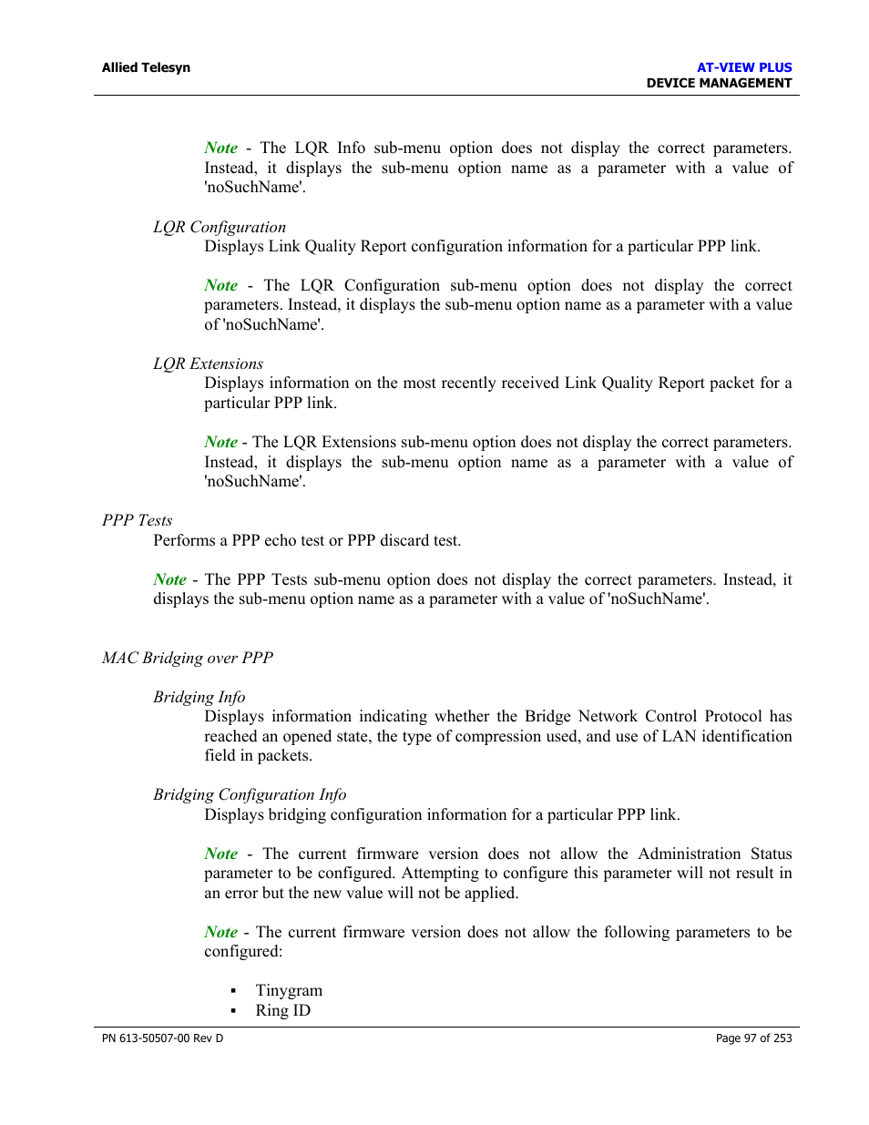 Allied Telesis AT-VIEW PLUS 2.4 DEVICE MANAGEMENT User Manual | Page 97 / 253