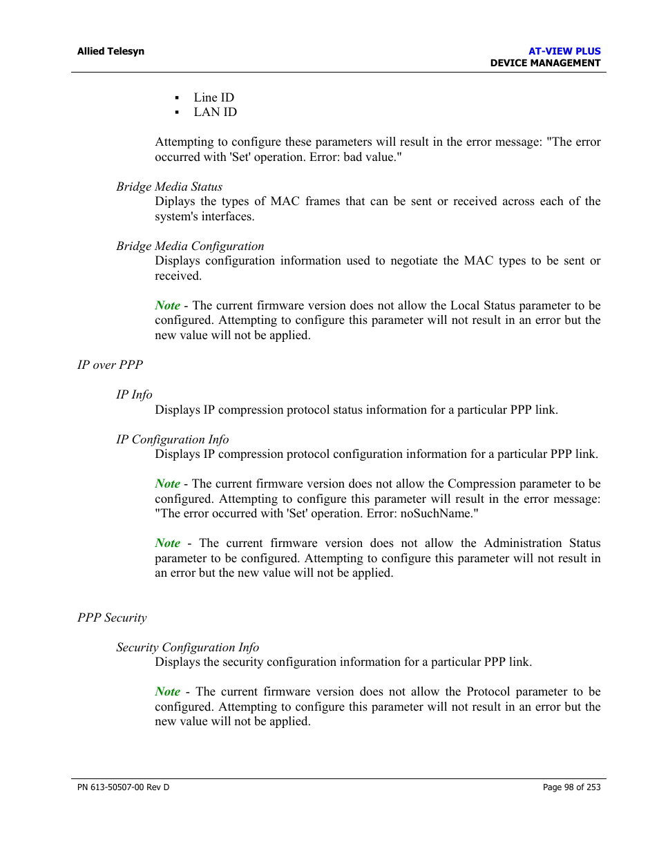 Allied Telesis AT-VIEW PLUS 2.4 DEVICE MANAGEMENT User Manual | Page 98 / 253