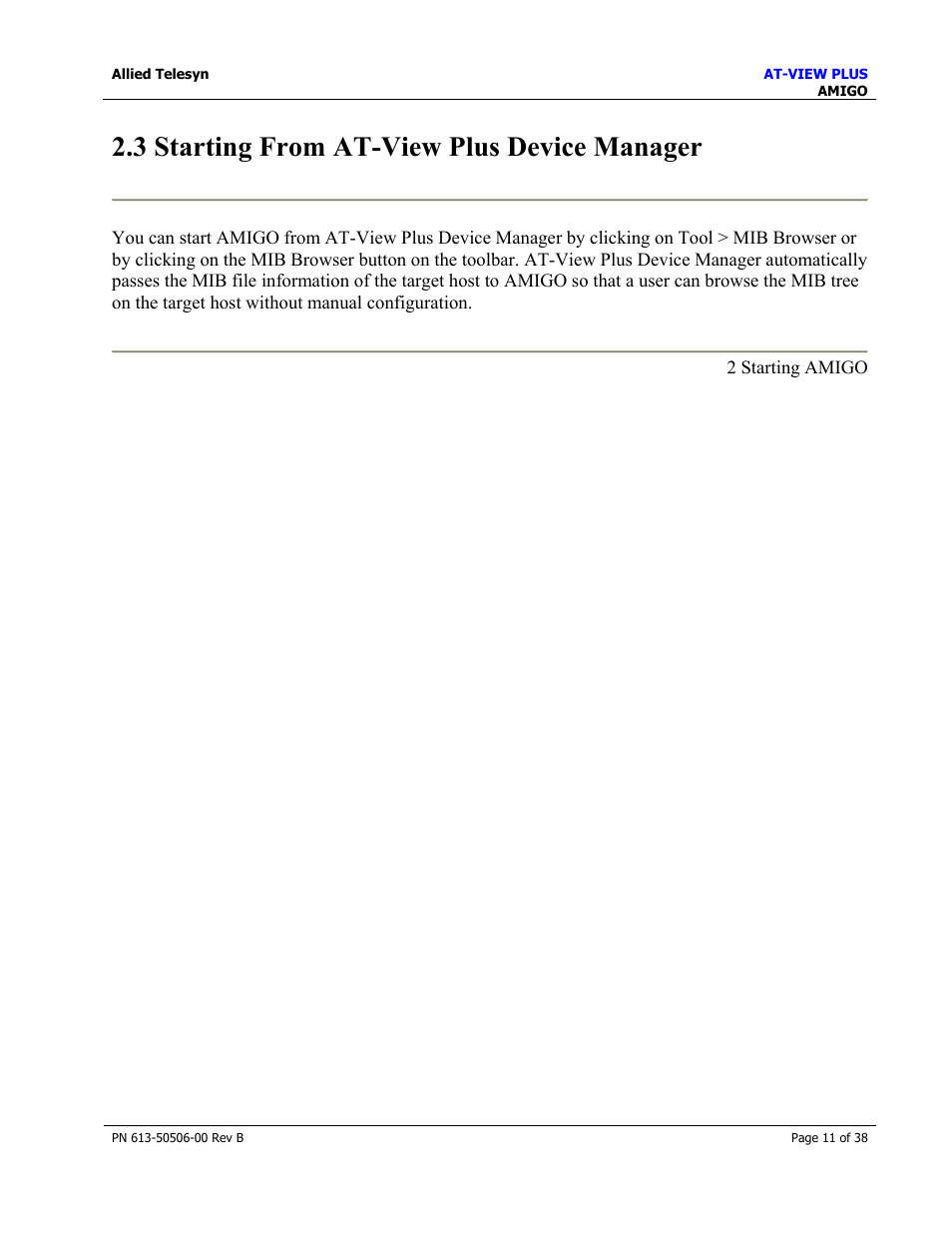 3 starting from at-view plus device manager | Allied Telesis AT-VIEW PLUS 2.4 AMIGO User Manual | Page 11 / 38