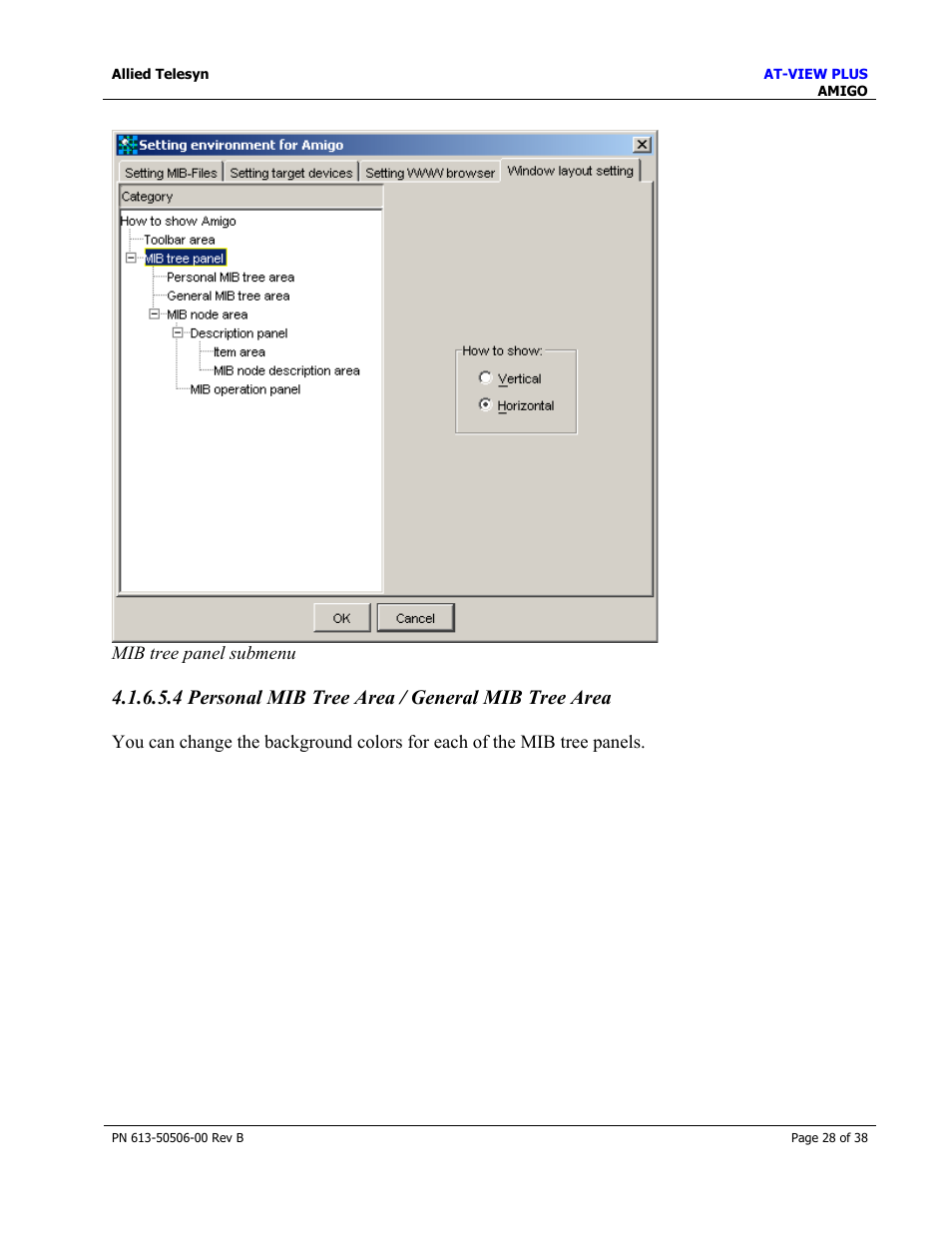 4 personal mib tree area / general mib tree area | Allied Telesis AT-VIEW PLUS 2.4 AMIGO User Manual | Page 28 / 38