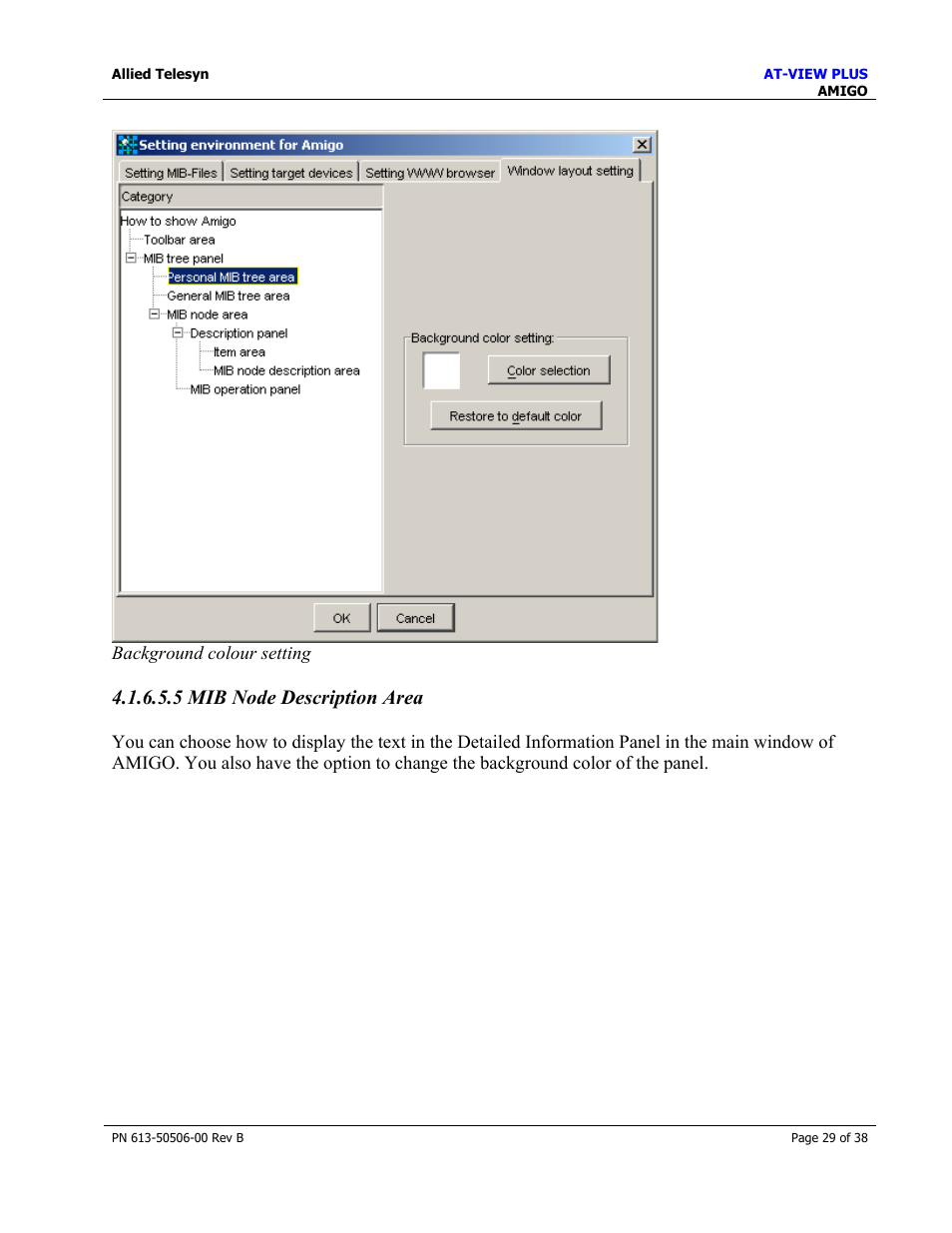 5 mib node description area | Allied Telesis AT-VIEW PLUS 2.4 AMIGO User Manual | Page 29 / 38
