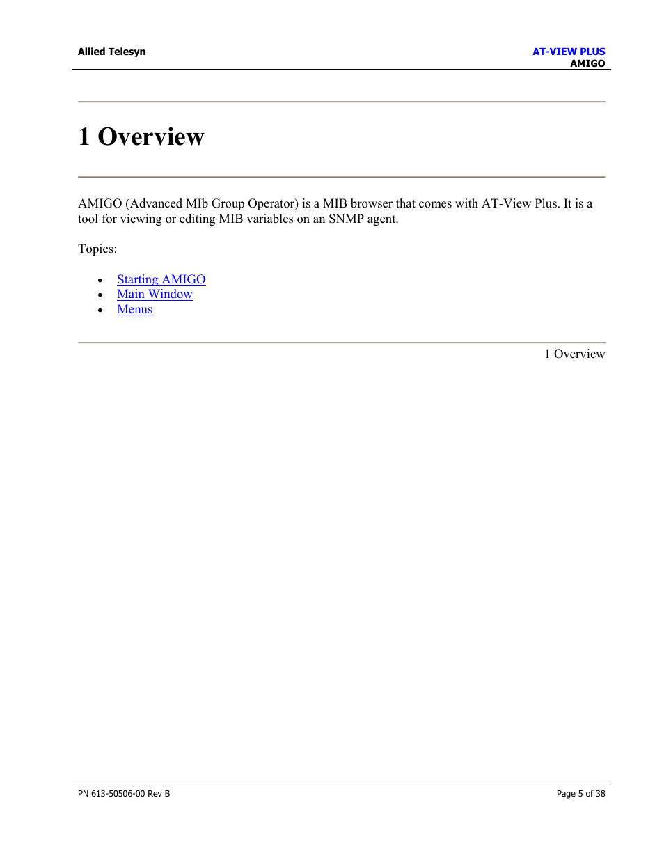 1 overview | Allied Telesis AT-VIEW PLUS 2.4 AMIGO User Manual | Page 5 / 38