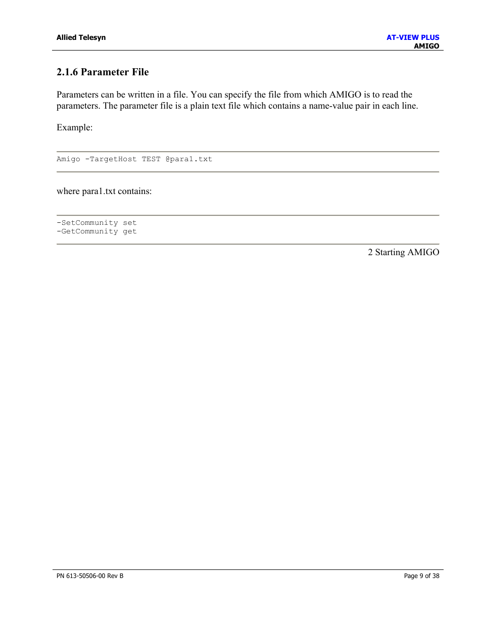 6 parameter file | Allied Telesis AT-VIEW PLUS 2.4 AMIGO User Manual | Page 9 / 38