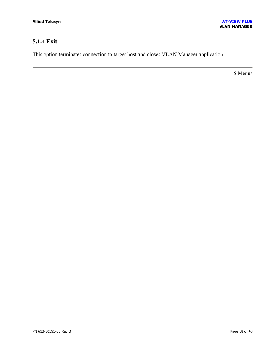 4 exit | Allied Telesis AT-VIEW PLUS 2.4 VLAN MANAGER User Manual | Page 18 / 48