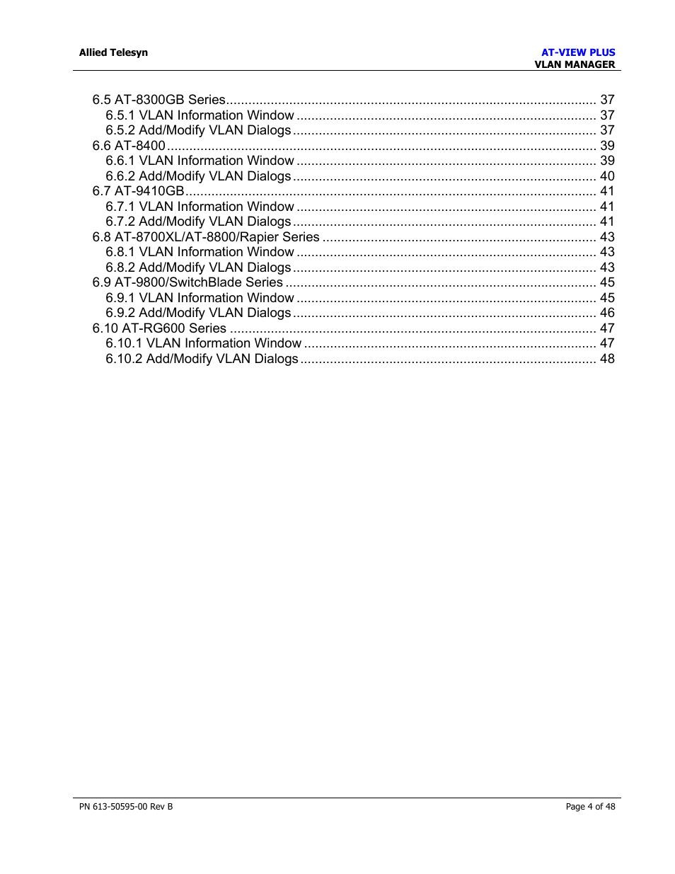 Allied Telesis AT-VIEW PLUS 2.4 VLAN MANAGER User Manual | Page 4 / 48