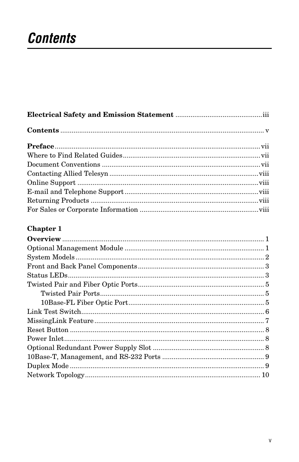 Allied Telesis AT-MCF12VF, SM User Manual | Page 5 / 48