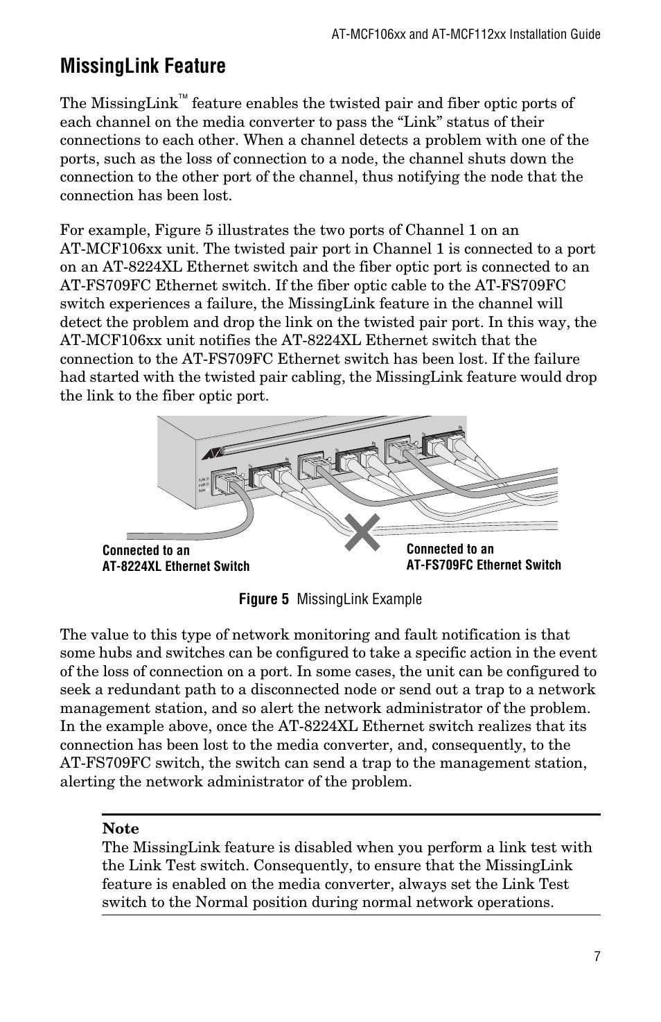 Missinglink feature, The missinglink | Allied Telesis AT-MCF112VF, SM, LH User Manual | Page 15 / 50