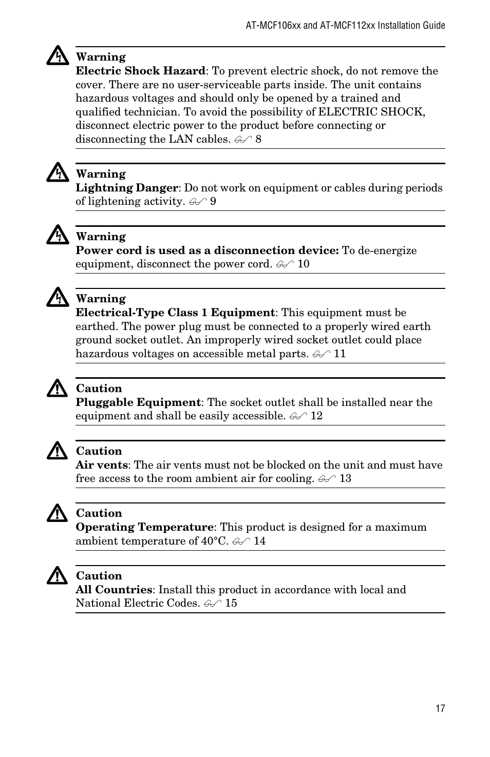Allied Telesis AT-MCF112VF, SM, LH User Manual | Page 25 / 50