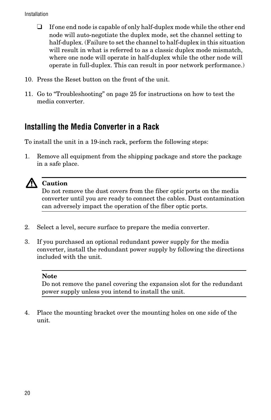 Installing the media converter in a rack | Allied Telesis AT-MCF112VF, SM, LH User Manual | Page 28 / 50