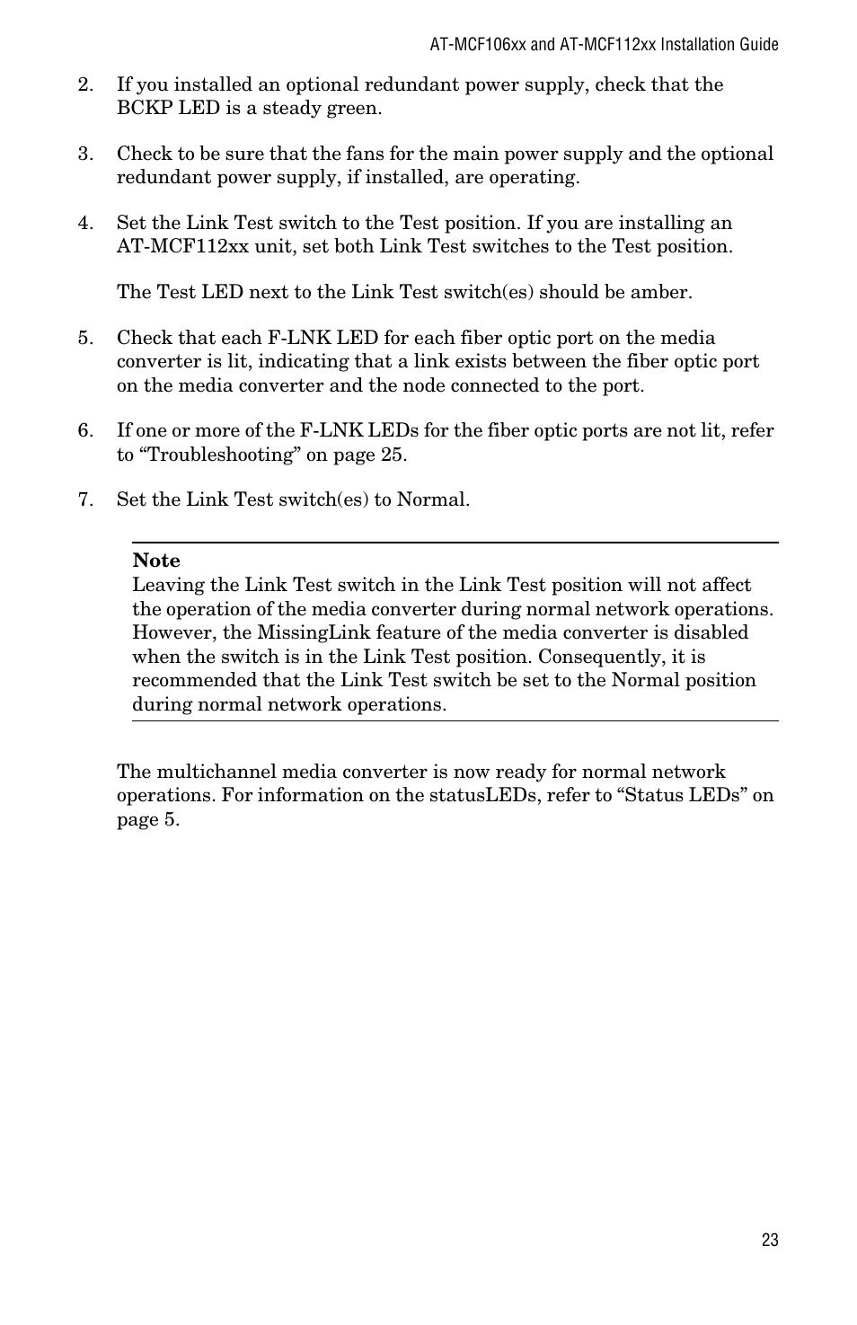 Allied Telesis AT-MCF112VF, SM, LH User Manual | Page 31 / 50
