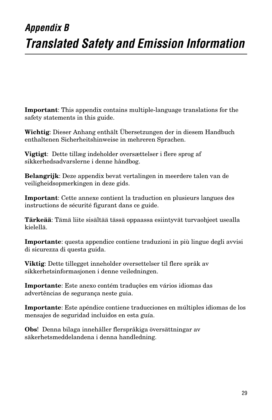 Appendix b, Translated safety and emission information | Allied Telesis AT-MCF112VF, SM, LH User Manual | Page 37 / 50