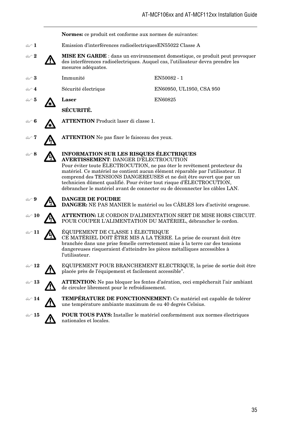 Allied Telesis AT-MCF112VF, SM, LH User Manual | Page 43 / 50