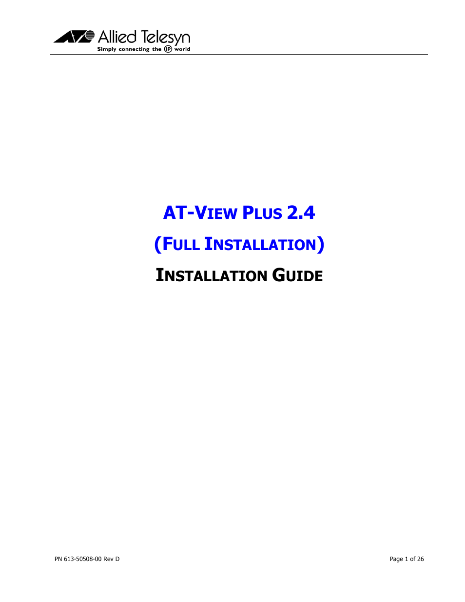 Allied Telesis AT-VIEW PLUS 2.4 INSTALLATION User Manual | 26 pages