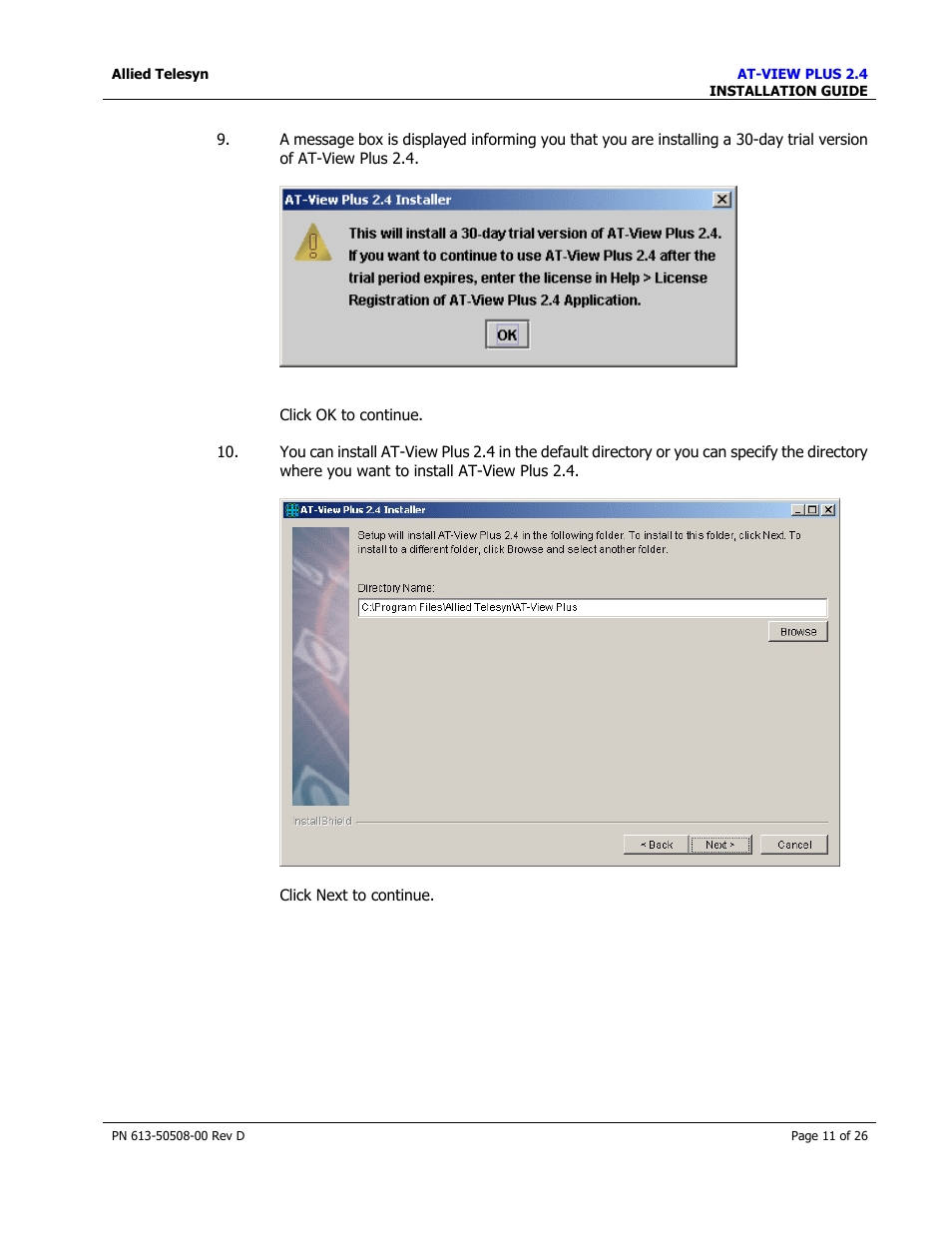 Allied Telesis AT-VIEW PLUS 2.4 INSTALLATION User Manual | Page 11 / 26