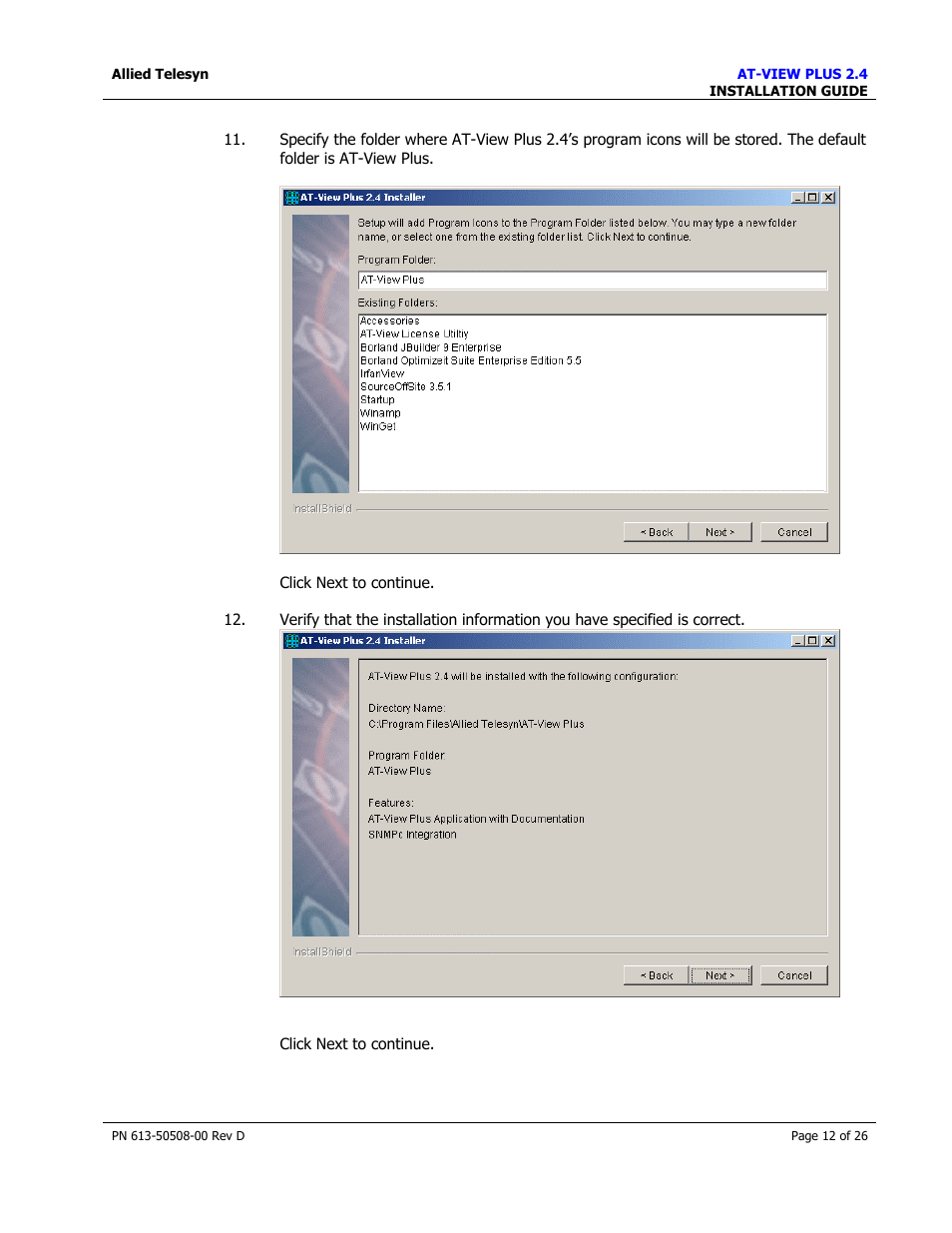 Allied Telesis AT-VIEW PLUS 2.4 INSTALLATION User Manual | Page 12 / 26