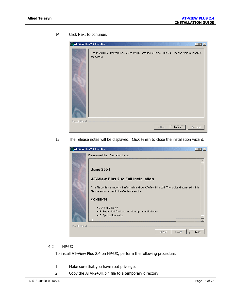 Hp-ux | Allied Telesis AT-VIEW PLUS 2.4 INSTALLATION User Manual | Page 14 / 26