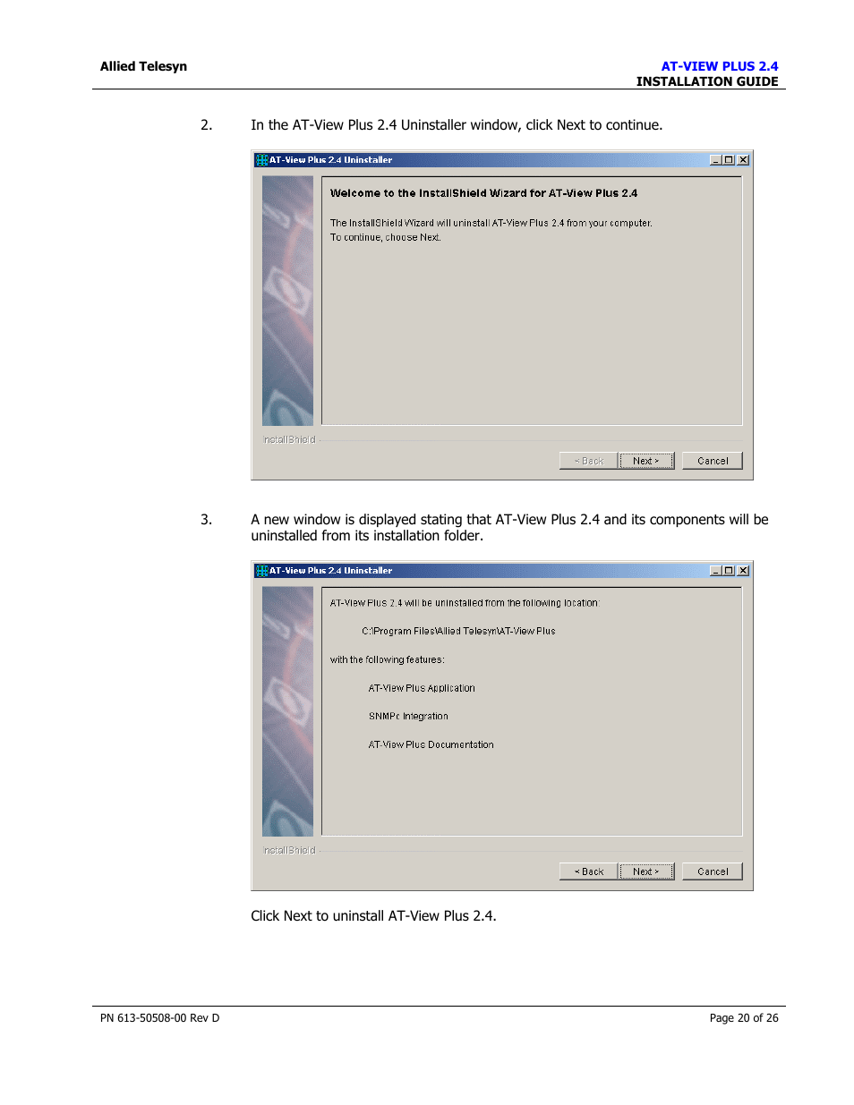 Allied Telesis AT-VIEW PLUS 2.4 INSTALLATION User Manual | Page 20 / 26