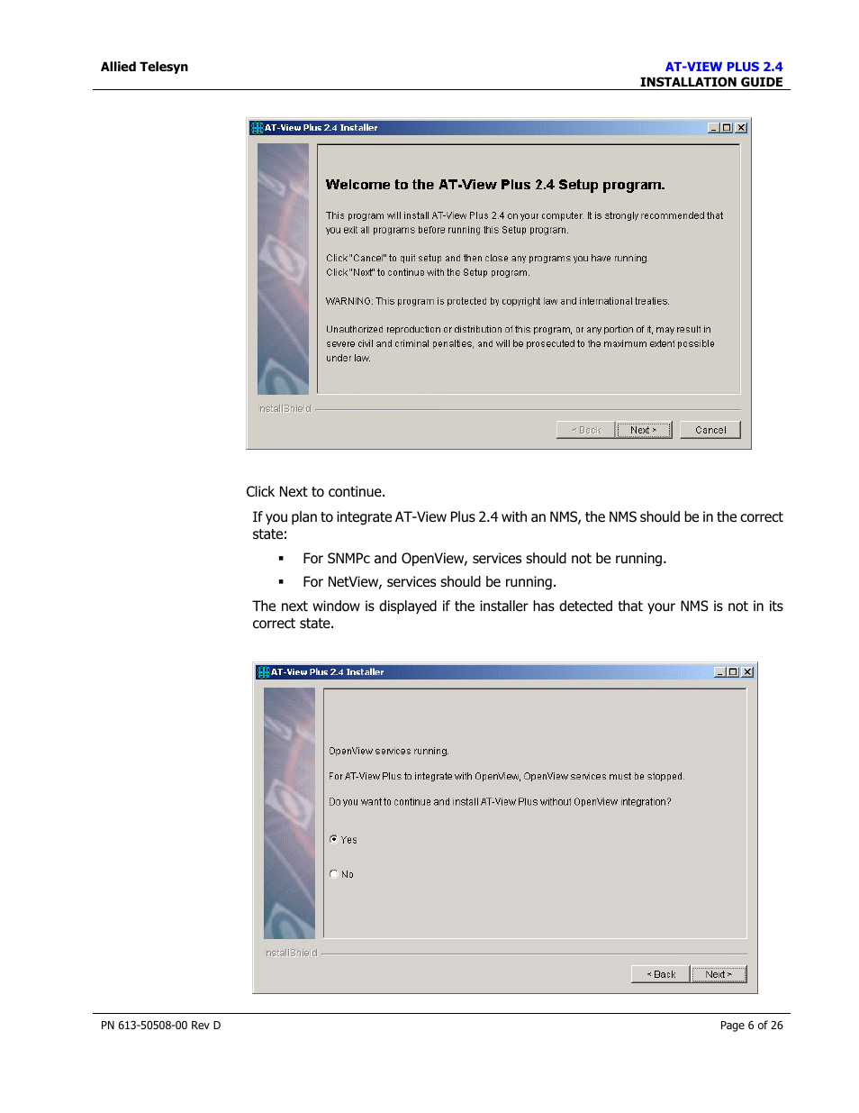 Allied Telesis AT-VIEW PLUS 2.4 INSTALLATION User Manual | Page 6 / 26
