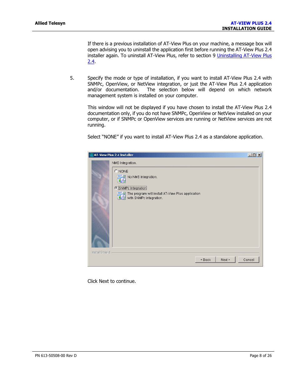 Allied Telesis AT-VIEW PLUS 2.4 INSTALLATION User Manual | Page 8 / 26