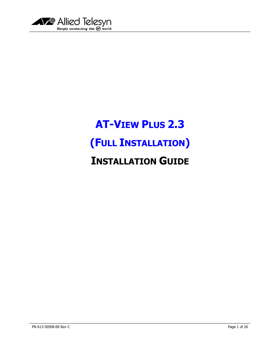 Allied Telesis AT-VIEW PLUS 2.3 INSTALLATION User Manual | 26 pages
