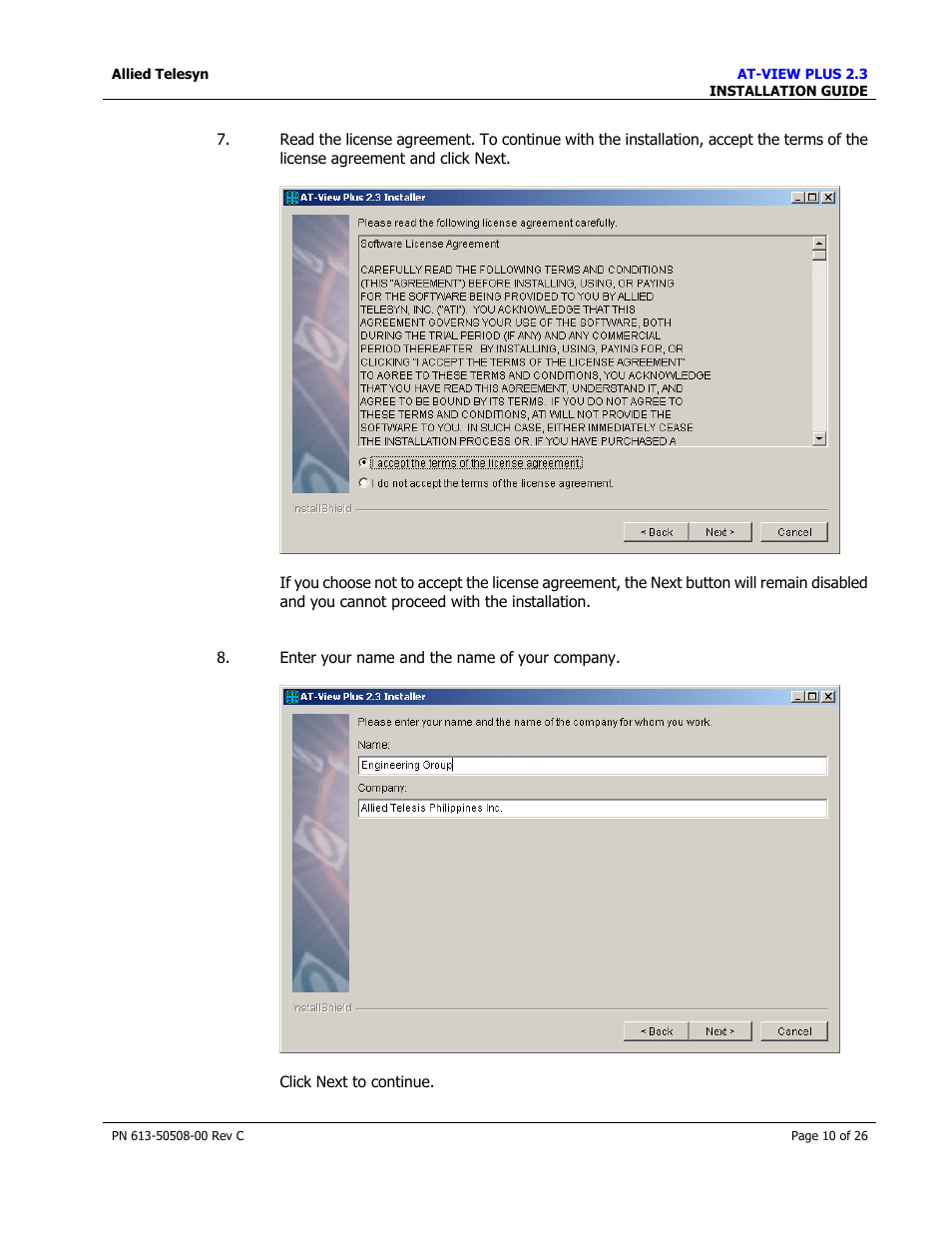 Allied Telesis AT-VIEW PLUS 2.3 INSTALLATION User Manual | Page 10 / 26