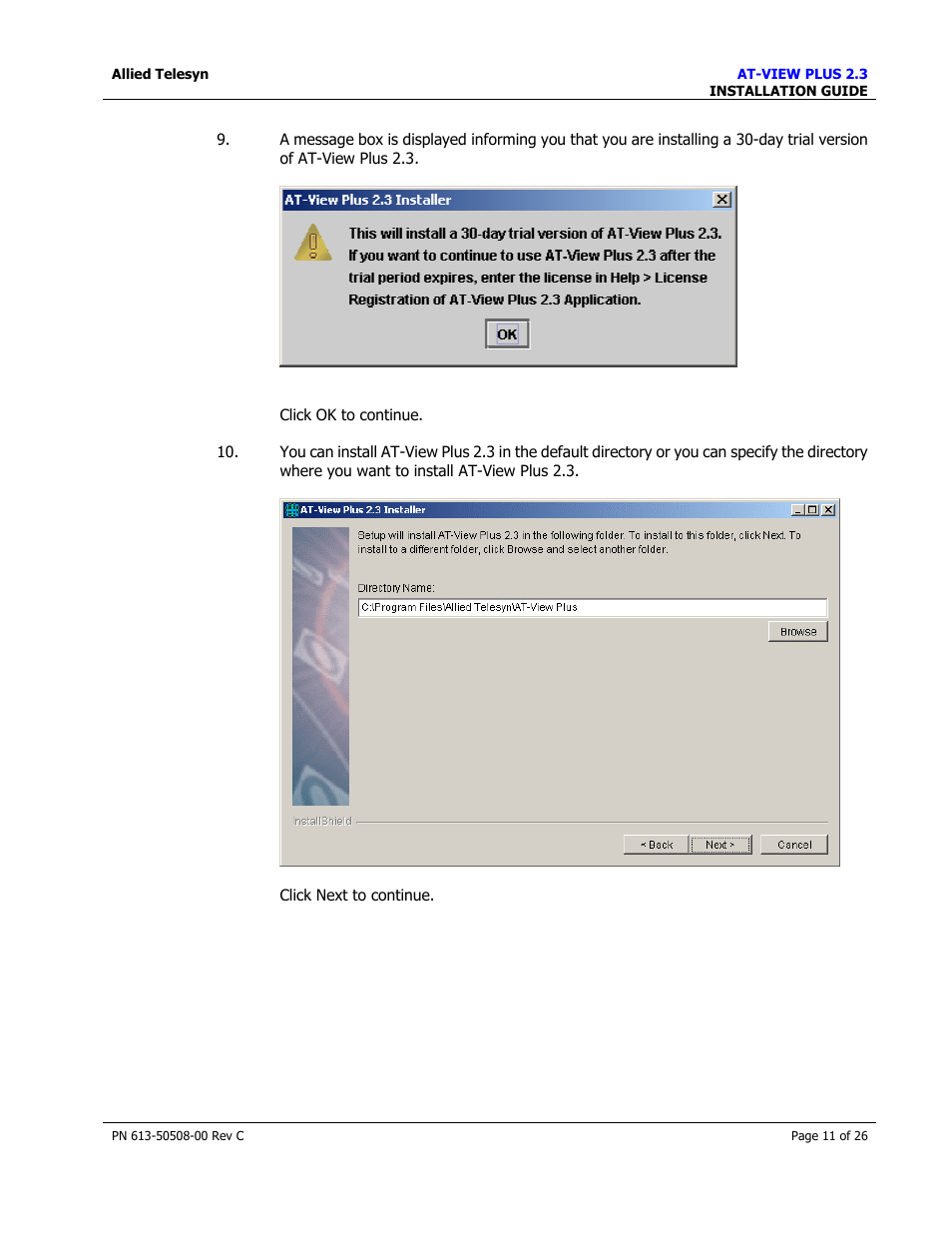Allied Telesis AT-VIEW PLUS 2.3 INSTALLATION User Manual | Page 11 / 26