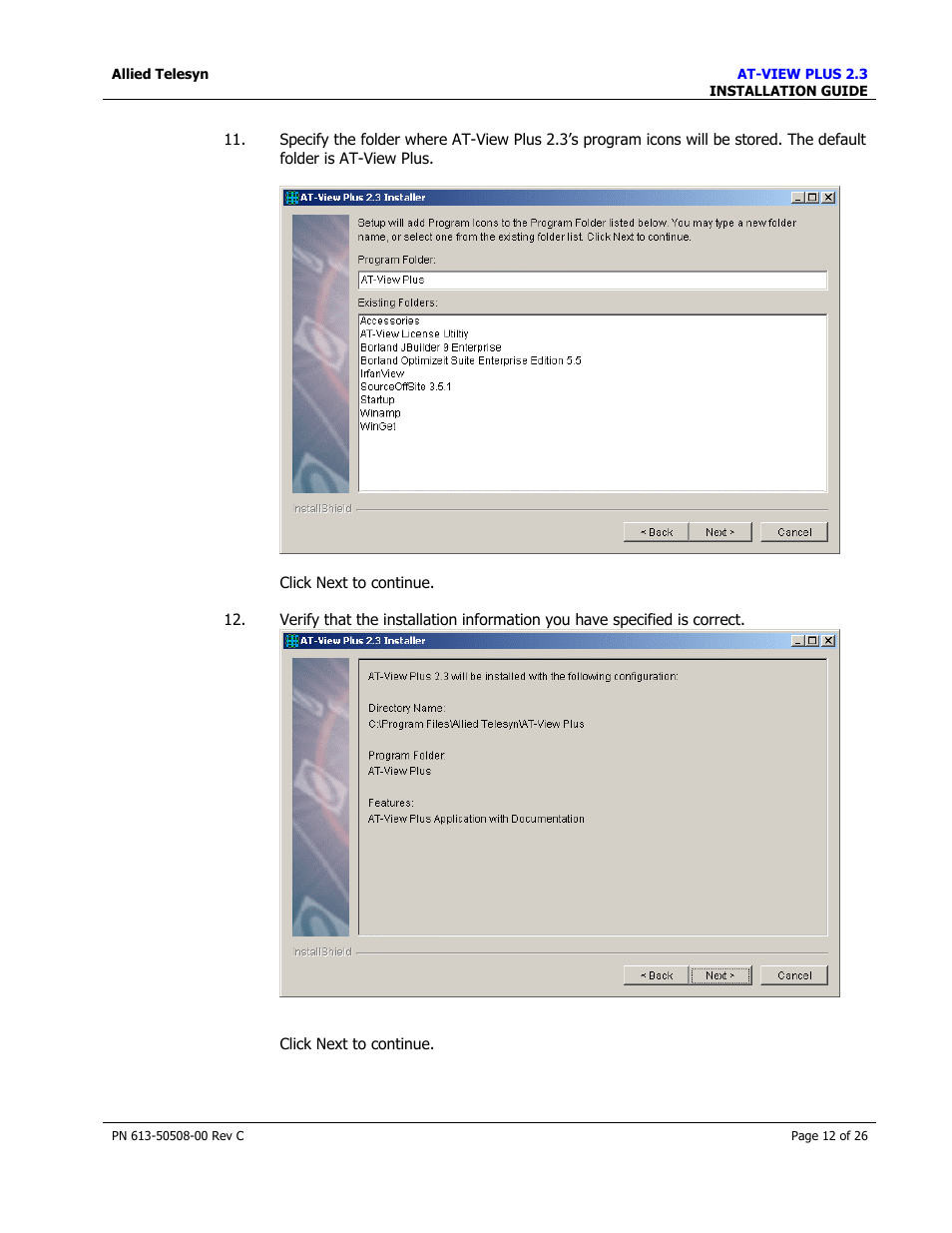Allied Telesis AT-VIEW PLUS 2.3 INSTALLATION User Manual | Page 12 / 26