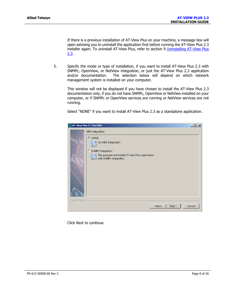 Allied Telesis AT-VIEW PLUS 2.3 INSTALLATION User Manual | Page 8 / 26