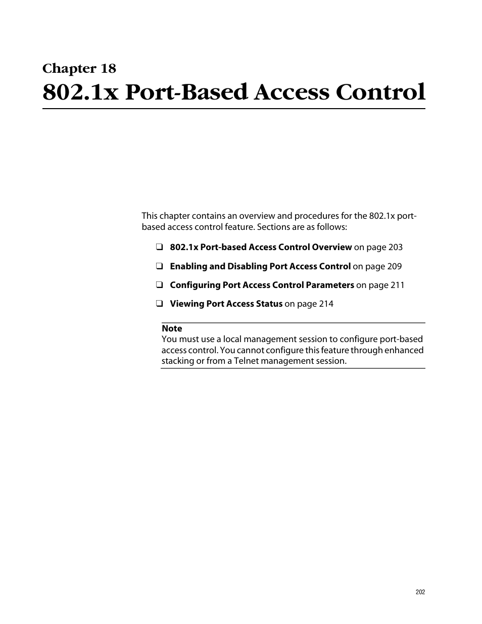 Chapter 18, 1x port-based access control, Chapter 18 802.1x port-based access control | Allied Telesis AT-S39 User Manual | Page 202 / 343