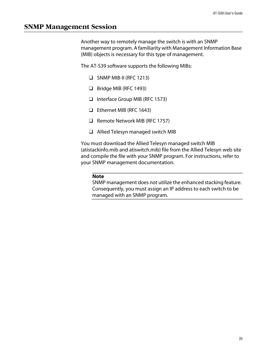 Snmp management session | Allied Telesis AT-S39 User Manual | Page 25 / 343