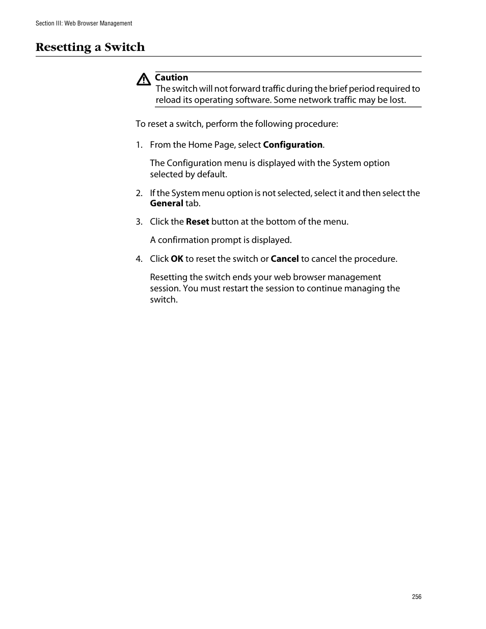 Resetting a switch | Allied Telesis AT-S39 User Manual | Page 256 / 343