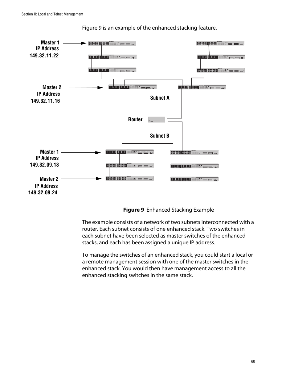 Figure 9: enhanced stacking example | Allied Telesis AT-S39 User Manual | Page 60 / 343