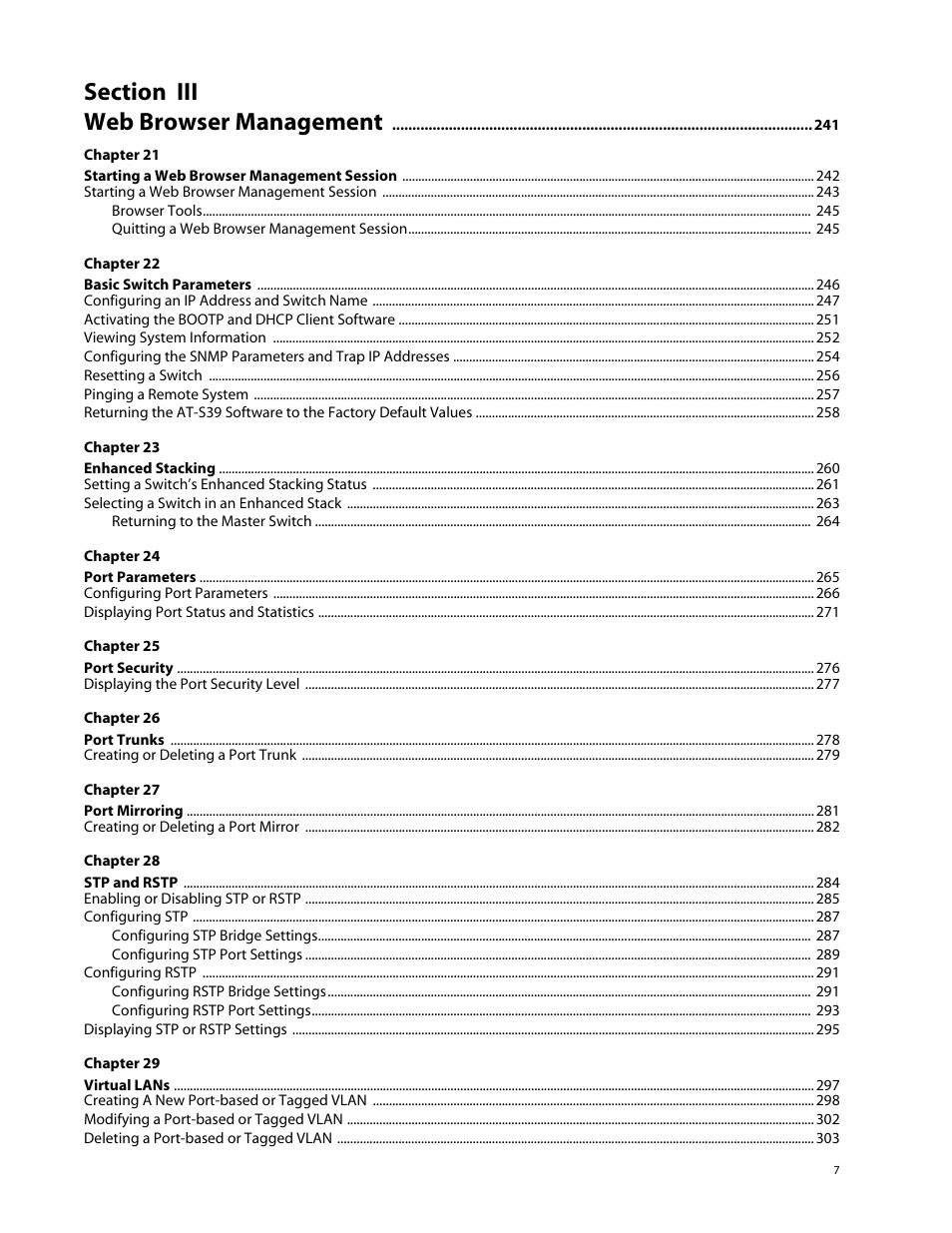 Allied Telesis AT-S39 User Manual | Page 7 / 343