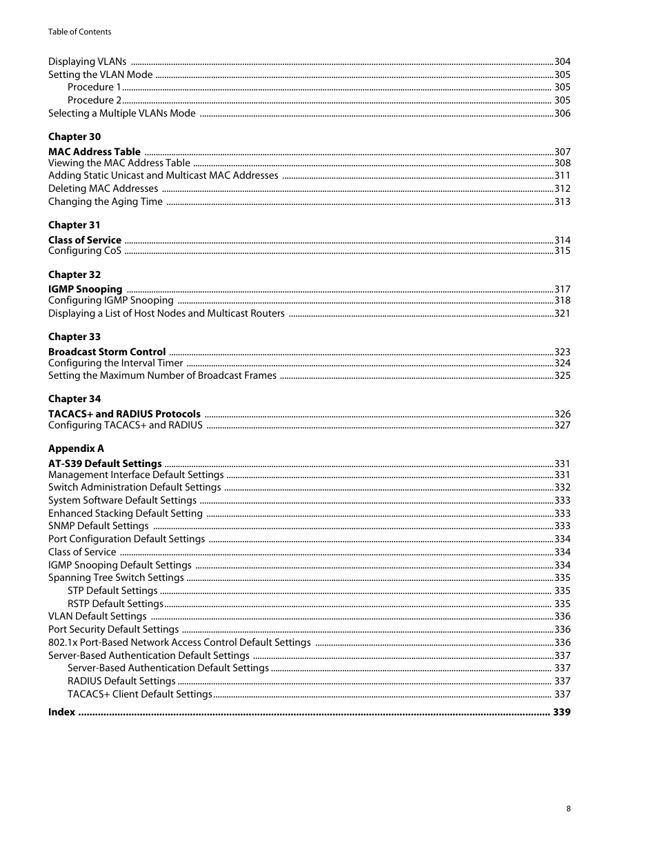 Allied Telesis AT-S39 User Manual | Page 8 / 343