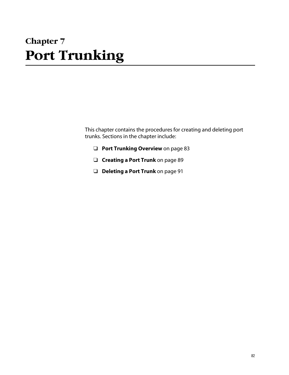 Chapter 7, Port trunking, Chapter 7 port trunking | Allied Telesis AT-S39 User Manual | Page 82 / 343