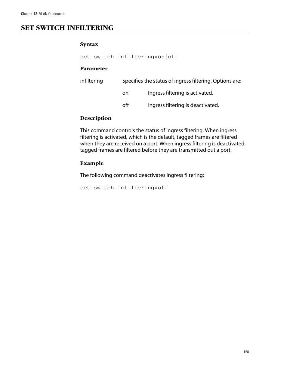 Set switch infiltering | Allied Telesis AT-S39 User Manual | Page 128 / 203