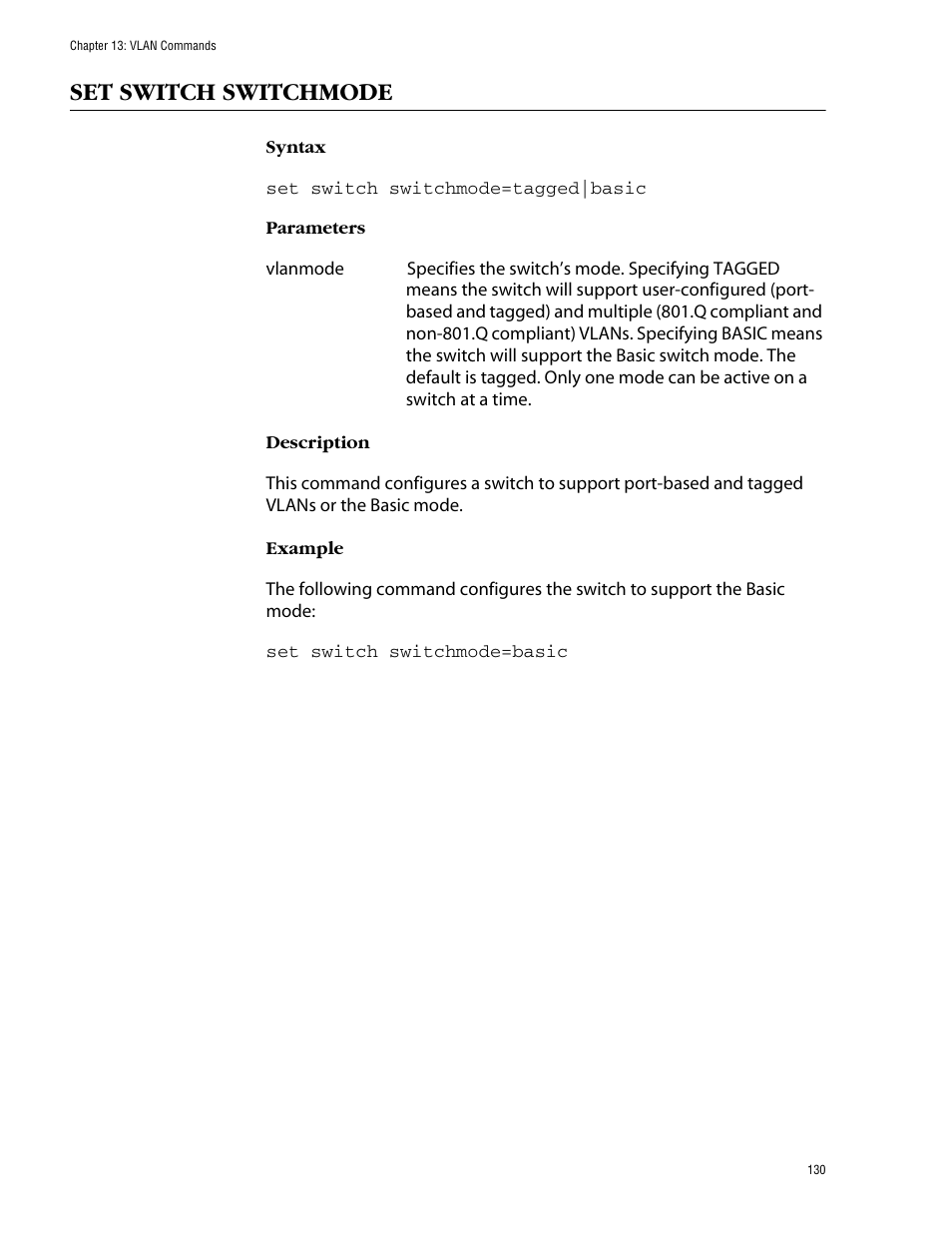 Set switch switchmode | Allied Telesis AT-S39 User Manual | Page 130 / 203