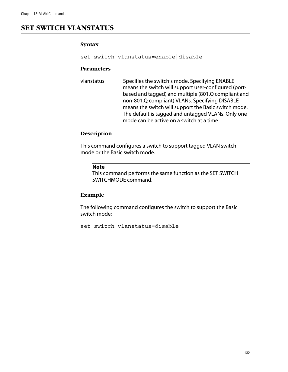 Set switch vlanstatus | Allied Telesis AT-S39 User Manual | Page 132 / 203