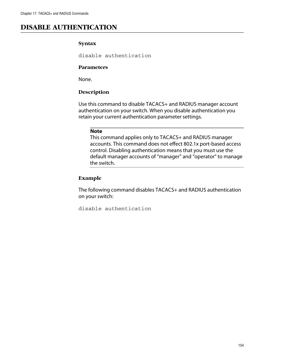 Disable authentication | Allied Telesis AT-S39 User Manual | Page 154 / 203